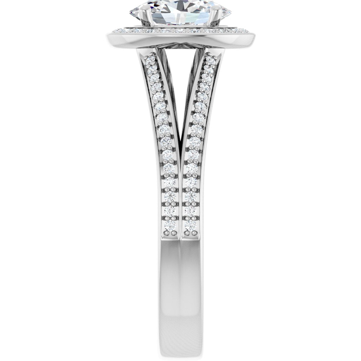 Oval Halo-Style Engagement Ring Semi-Mount - gallery - Series 122181