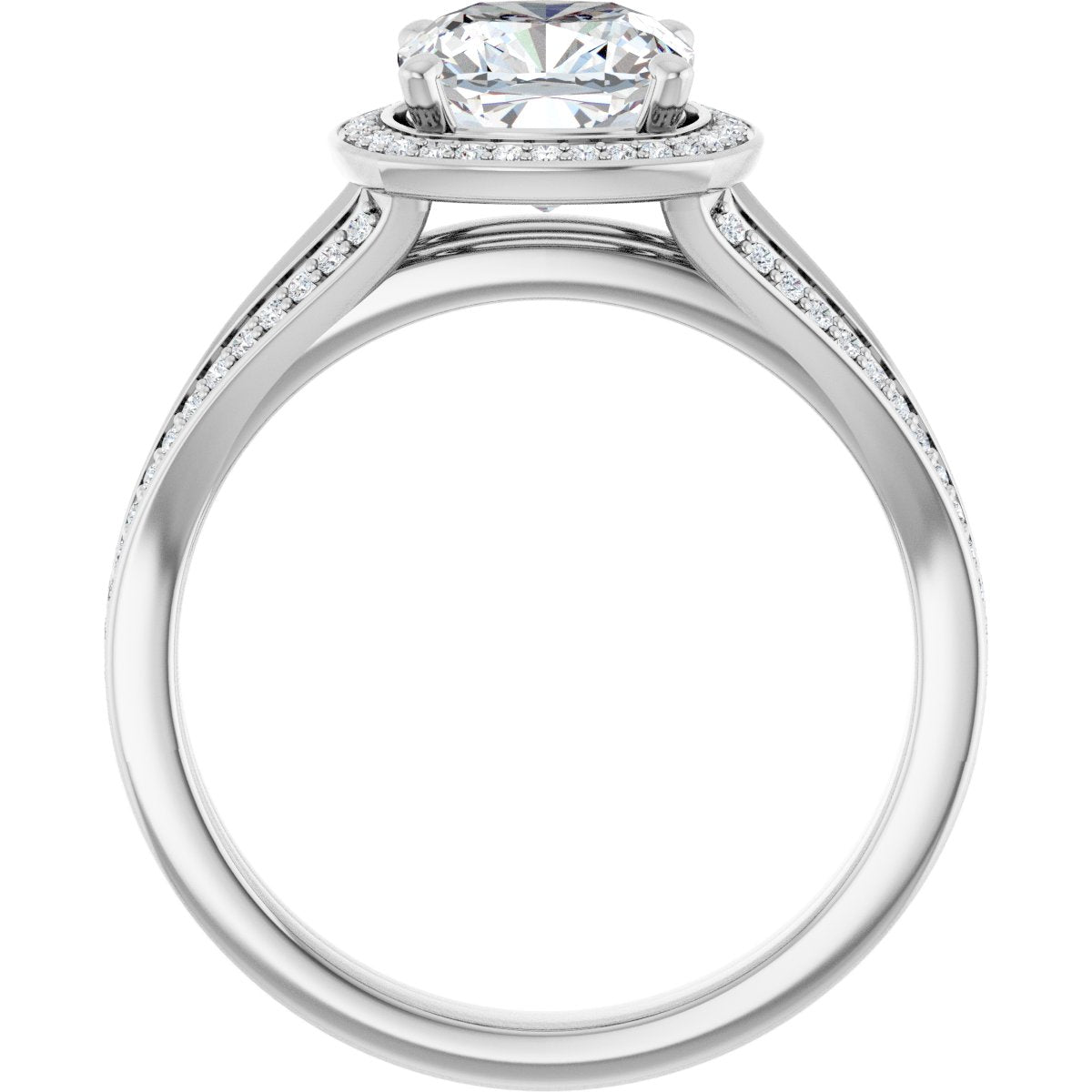 Cushion Halo-Style Engagement Ring Semi-Mount - gallery - Series 122181