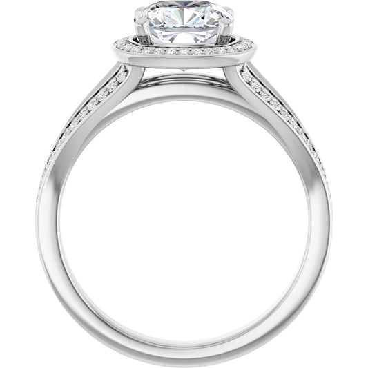 Cushion Halo-Style Engagement Ring Semi-Mount - gallery - Series 122181