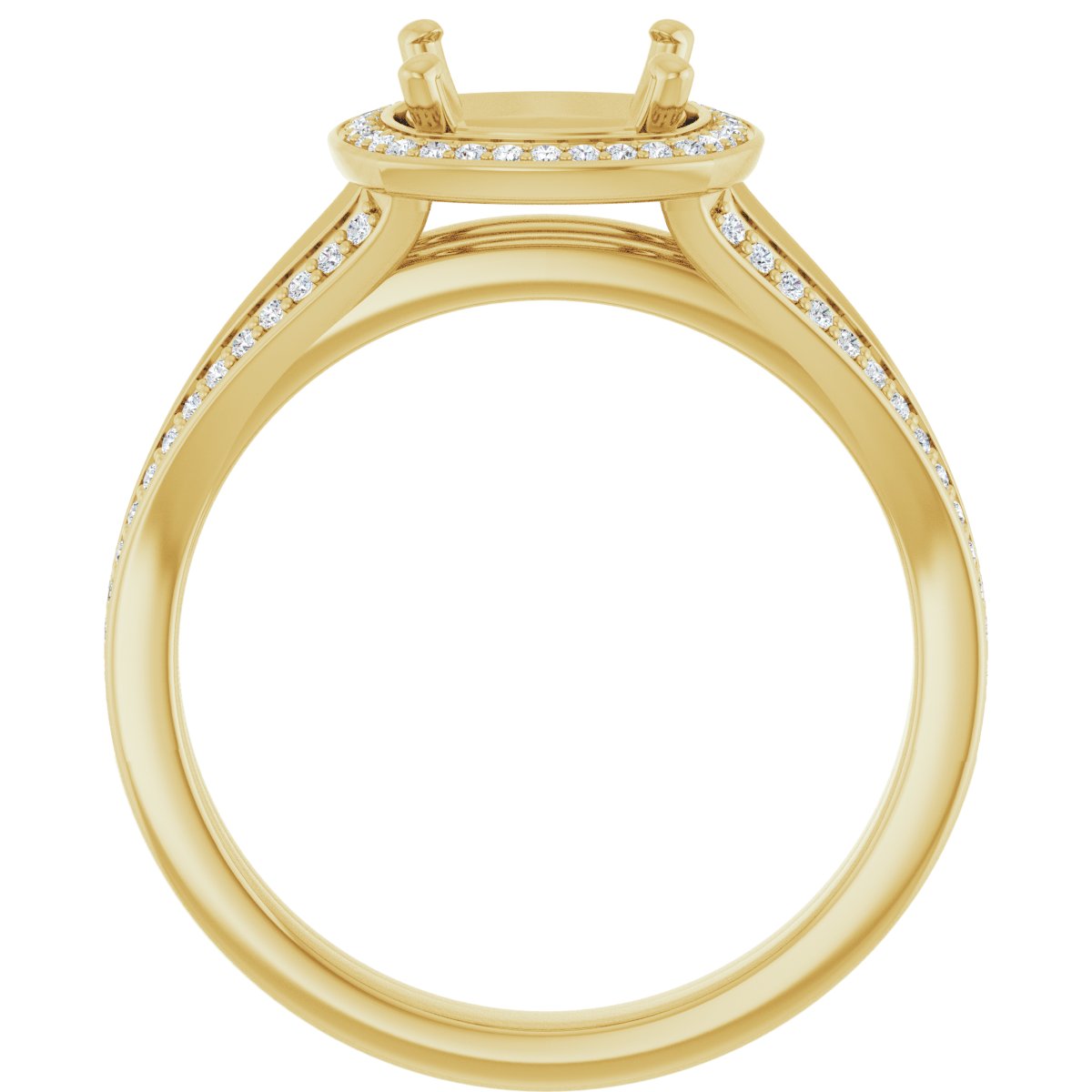 Cushion Halo-Style Engagement Ring Semi-Mount - gallery - Series 122181