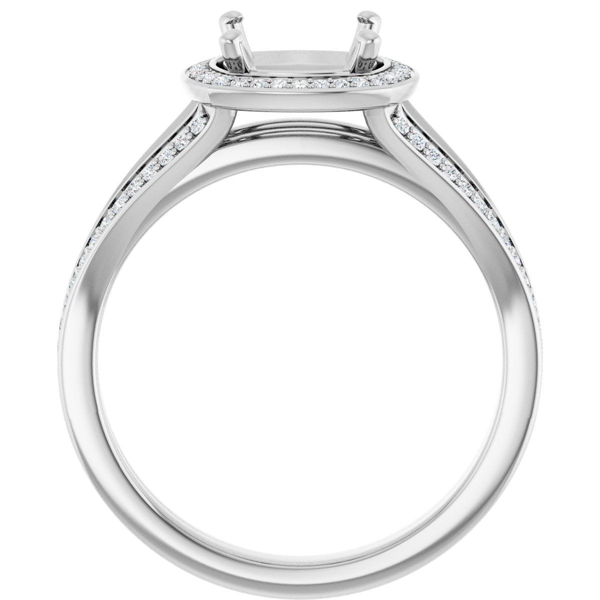 Cushion Halo-Style Engagement Ring Semi-Mount - gallery - Series 122181