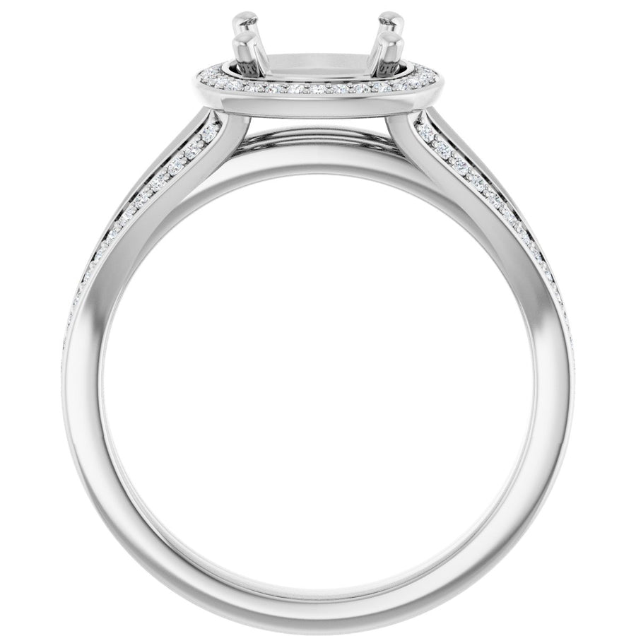 Cushion Halo-Style Engagement Ring Semi-Mount - gallery - Series 122181