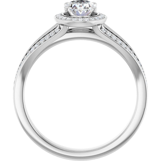 Oval Halo-Style Engagement Ring Semi-Mount - gallery - Series 122181
