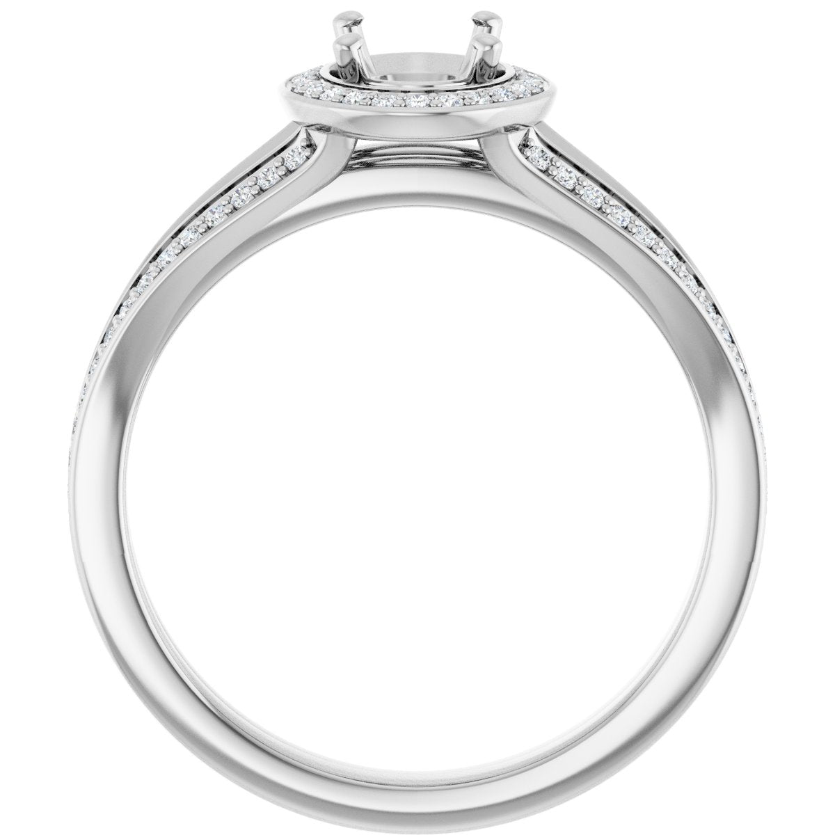 Oval Halo-Style Engagement Ring Semi-Mount - gallery - Series 122181