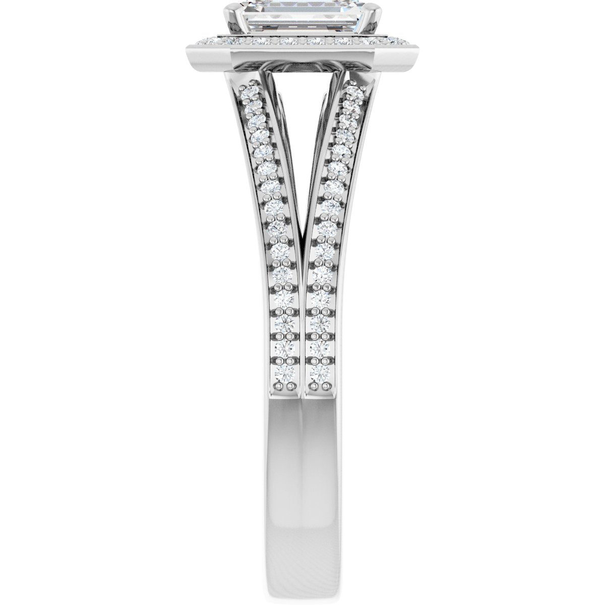 Emerald Halo-Style Engagement Ring Semi-Mount - gallery - Series 122181