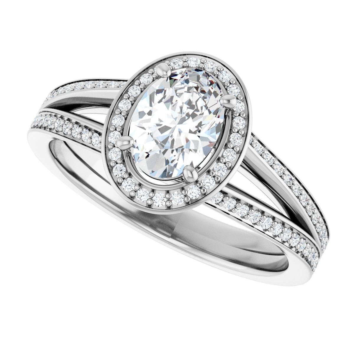 Oval Halo-Style Engagement Ring Semi-Mount - gallery - Series 122181