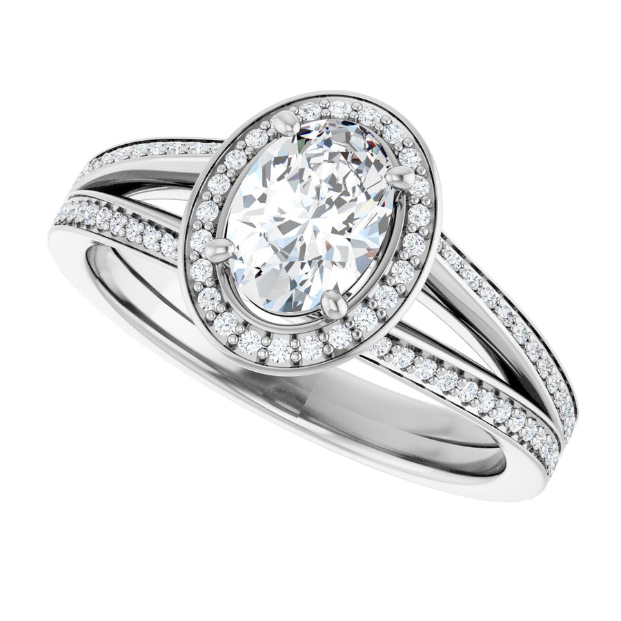 Oval Halo-Style Engagement Ring Semi-Mount - gallery - Series 122181