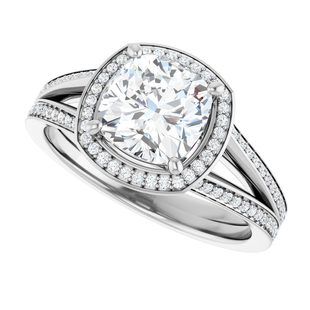 Cushion Halo-Style Engagement Ring Semi-Mount - gallery - Series 122181
