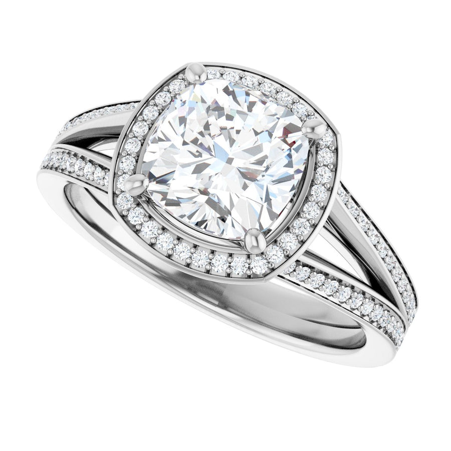 Cushion Halo-Style Engagement Ring Semi-Mount - gallery - Series 122181