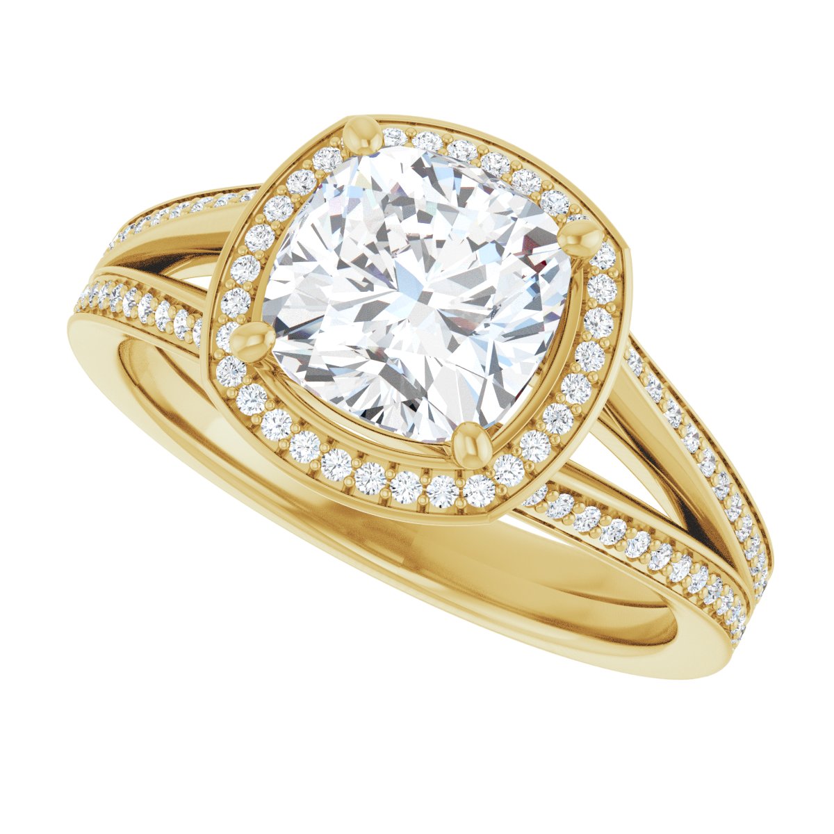 Cushion Halo-Style Engagement Ring Semi-Mount - gallery - Series 122181