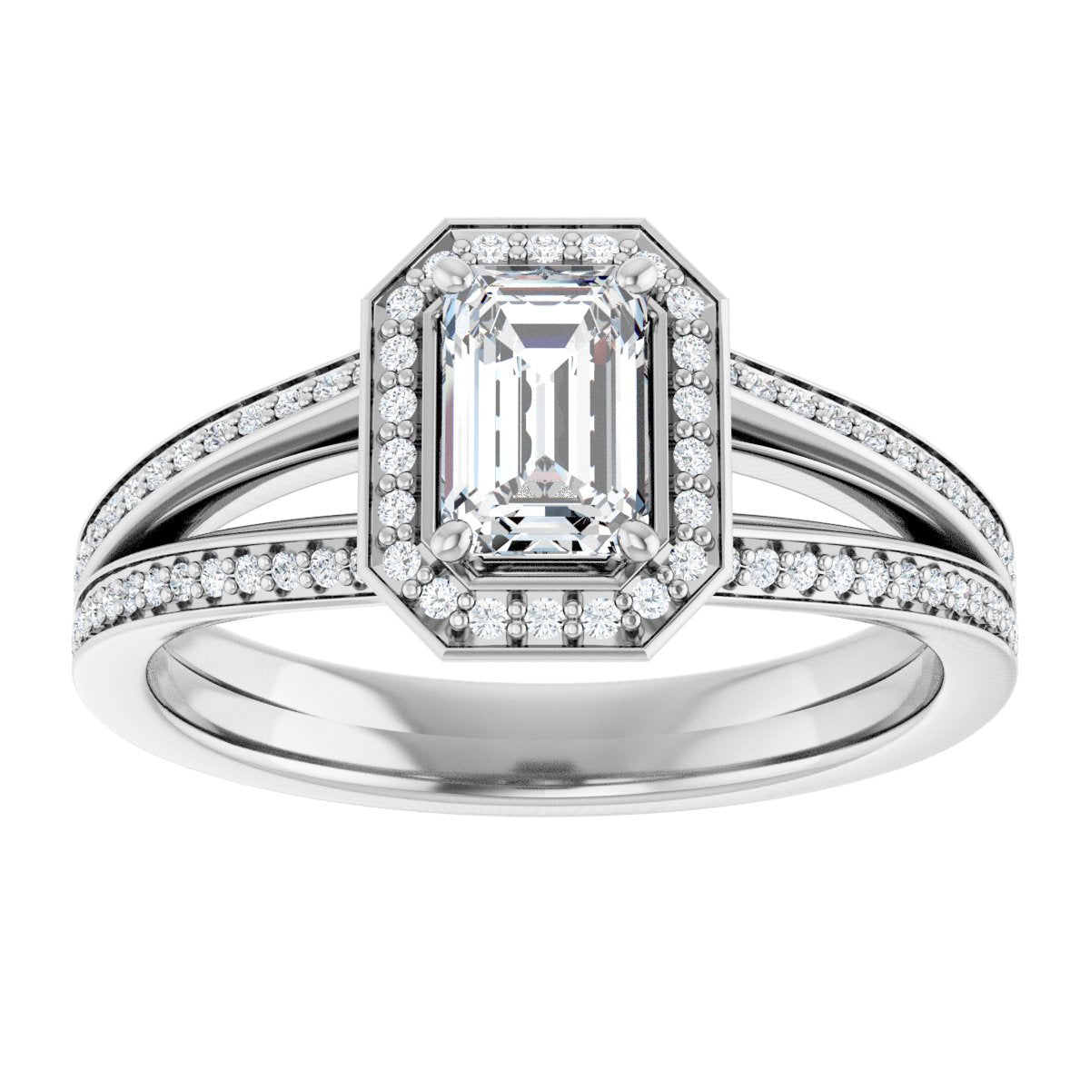 Emerald Halo-Style Engagement Ring Semi-Mount - gallery - Series 122181