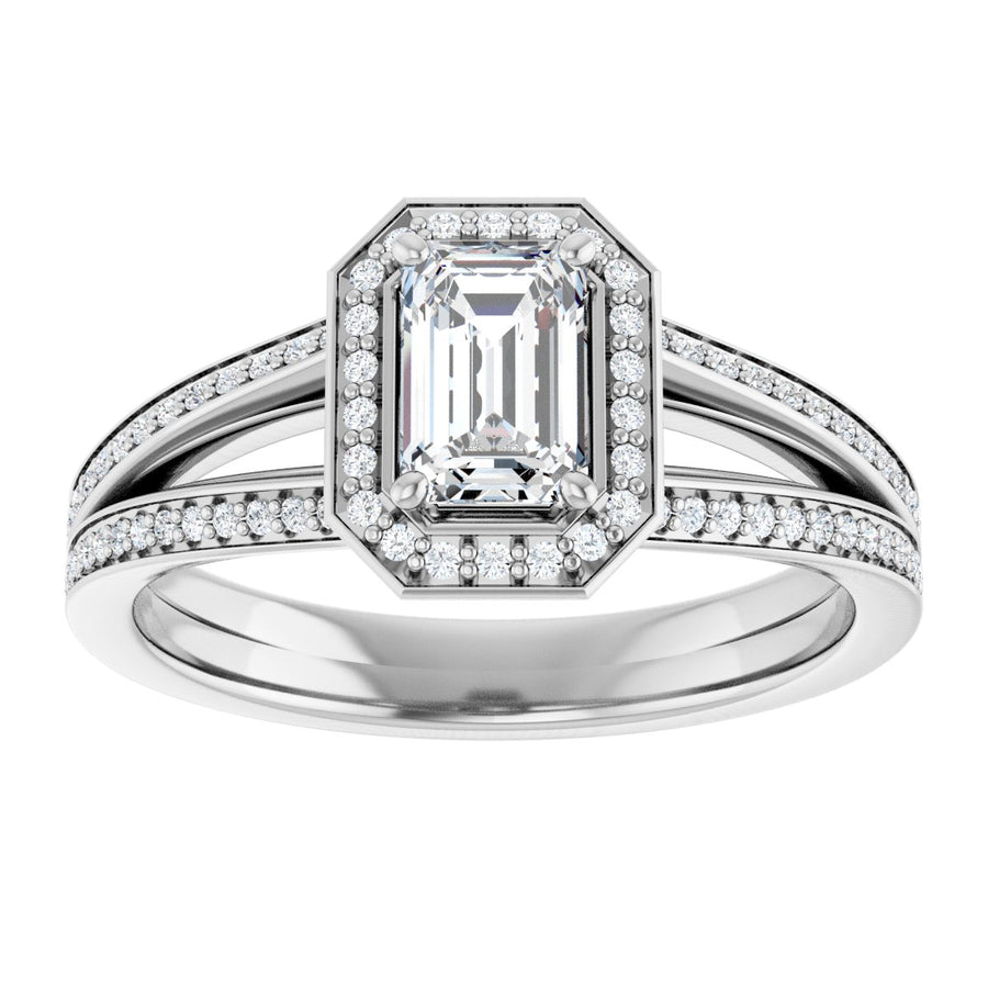 Emerald Halo-Style Engagement Ring Semi-Mount - gallery - Series 122181