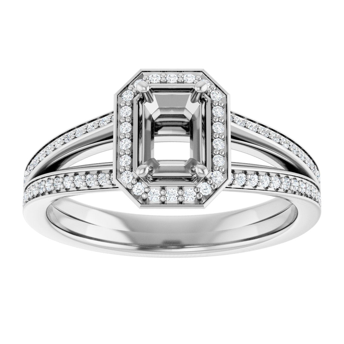 Emerald Halo-Style Engagement Ring Semi-Mount - gallery - Series 122181