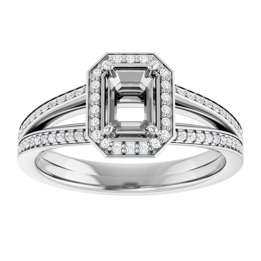 Emerald Halo-Style Engagement Ring Semi-Mount - gallery - Series 122181