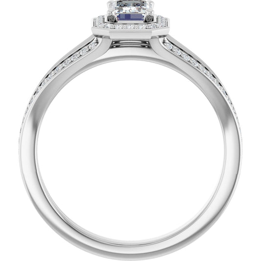 Emerald Halo-Style Engagement Ring Semi-Mount - gallery - Series 122181