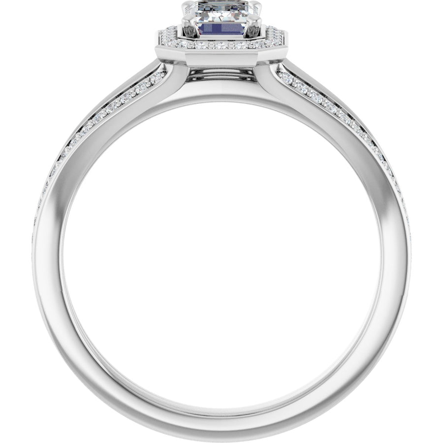 Emerald Halo-Style Engagement Ring Semi-Mount - gallery - Series 122181
