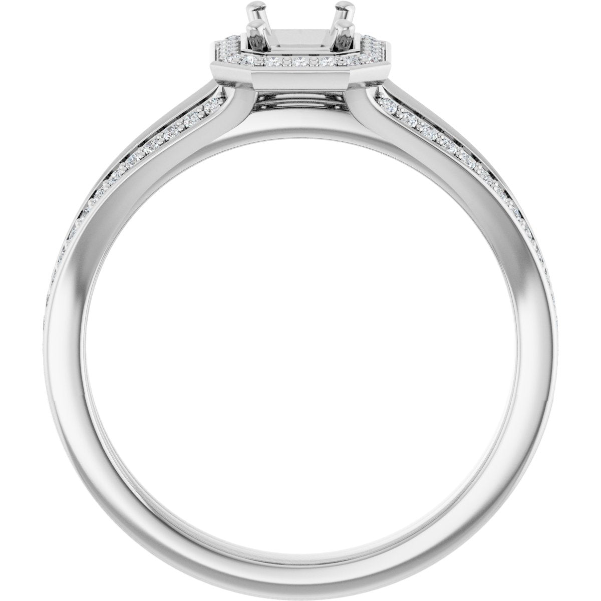 Emerald Halo-Style Engagement Ring Semi-Mount - gallery - Series 122181