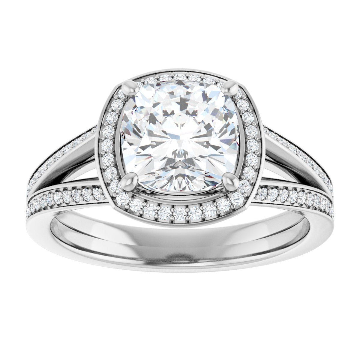 Cushion Halo-Style Engagement Ring Semi-Mount - gallery - Series 122181