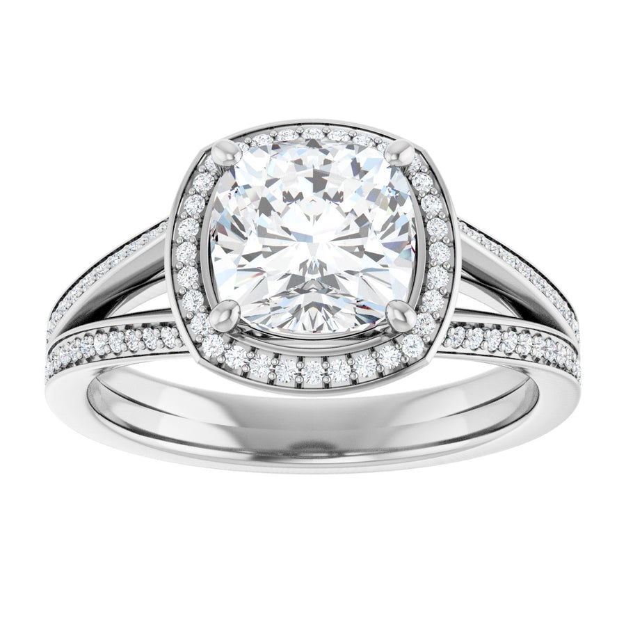 Cushion Halo-Style Engagement Ring Semi-Mount - gallery - Series 122181