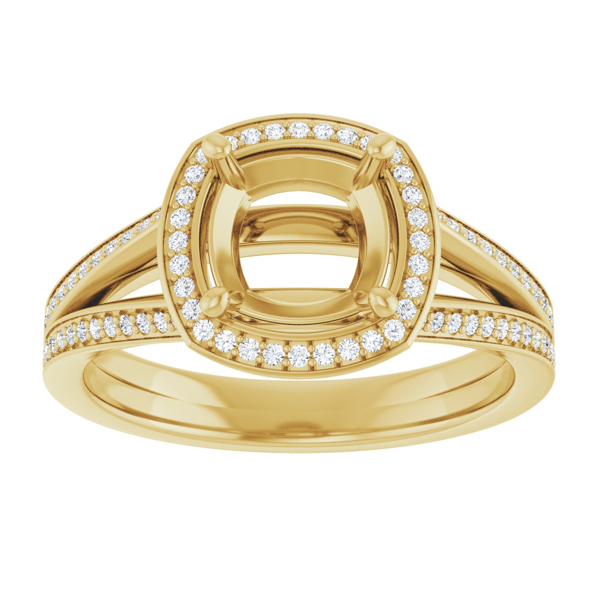 Cushion Halo-Style Engagement Ring Semi-Mount - gallery - Series 122181