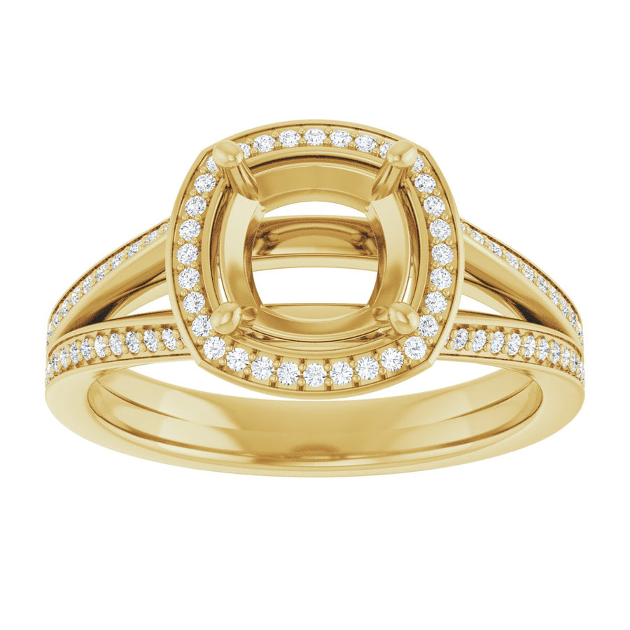Cushion Halo-Style Engagement Ring Semi-Mount - gallery - Series 122181