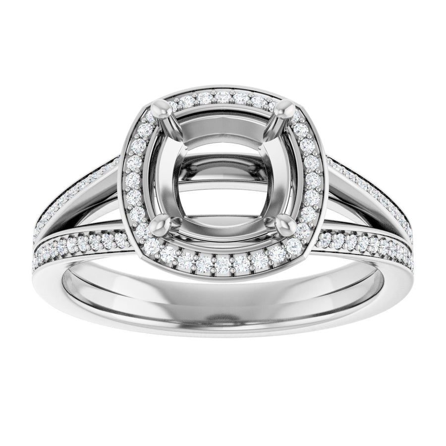 Cushion Halo-Style Engagement Ring Semi-Mount - gallery - Series 122181