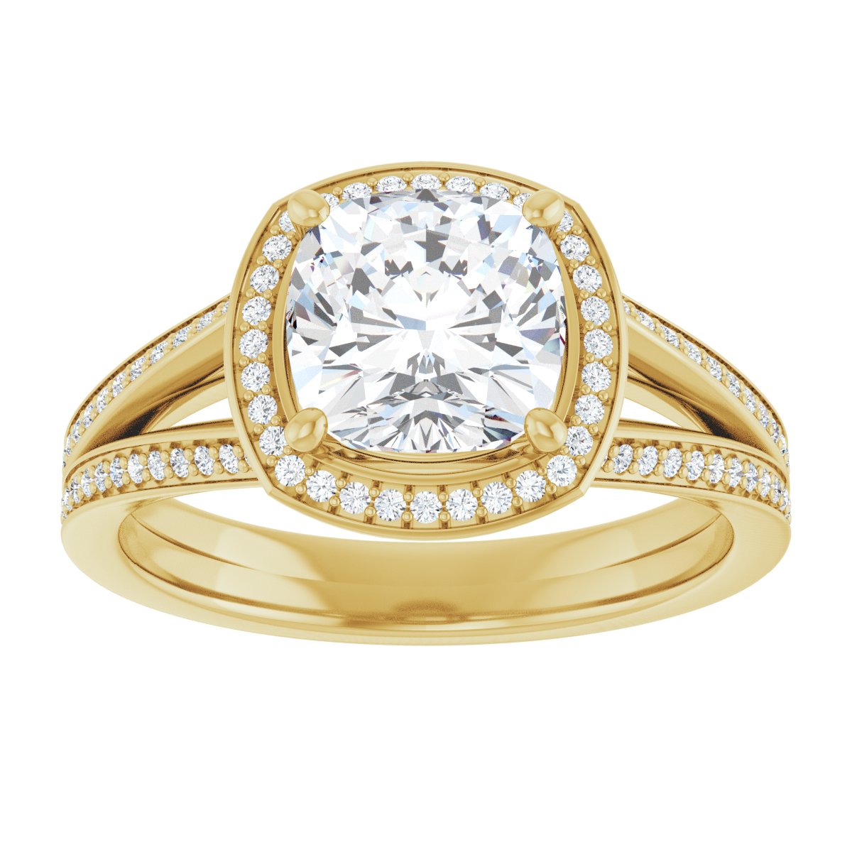 Cushion Halo-Style Engagement Ring Semi-Mount - gallery - Series 122181