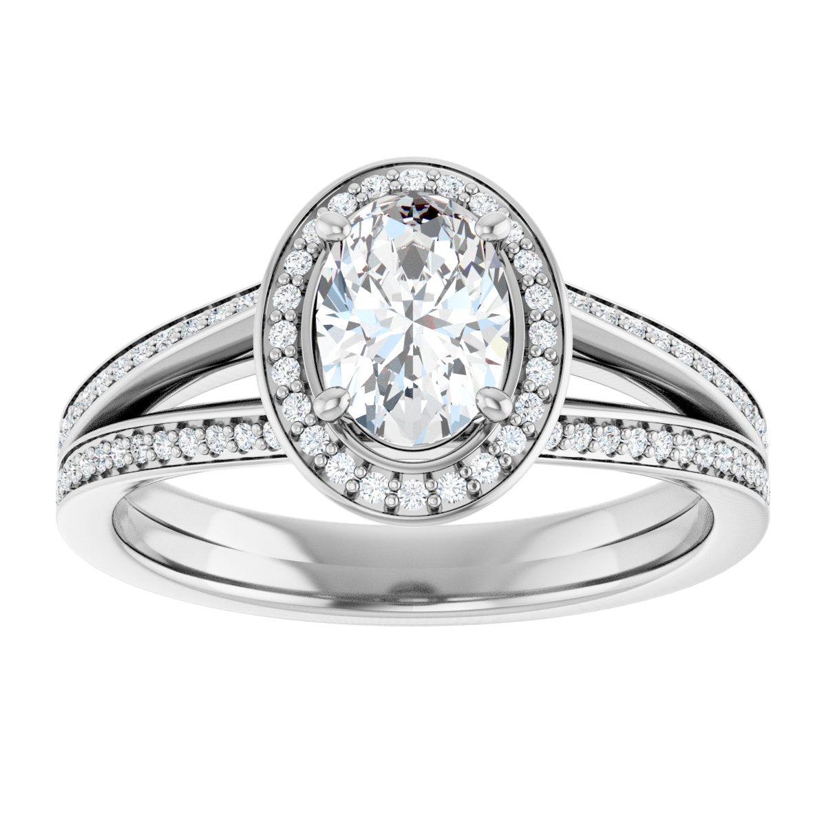 Oval Halo-Style Engagement Ring Semi-Mount - gallery - Series 122181