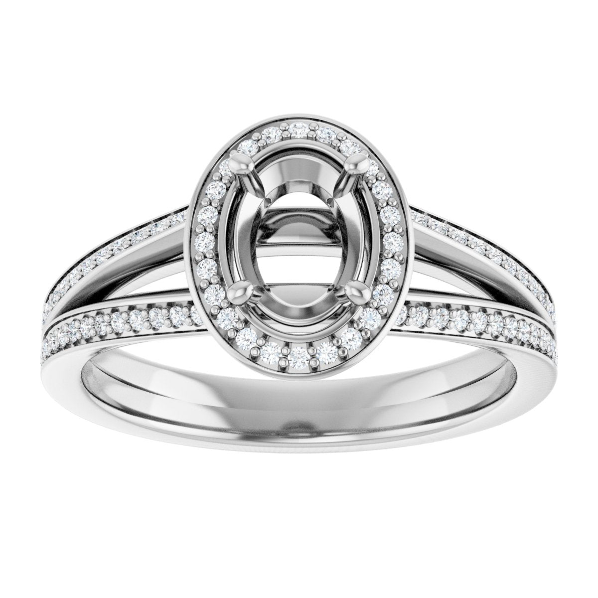Oval Halo-Style Engagement Ring Semi-Mount - gallery - Series 122181