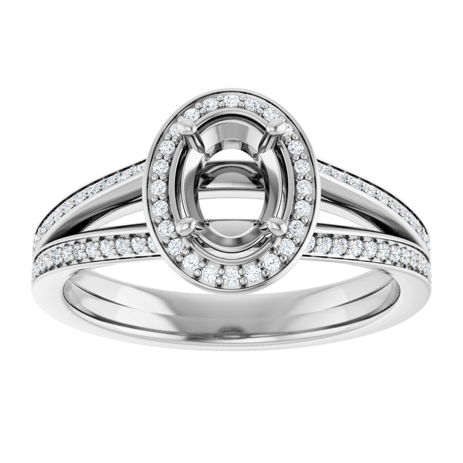 Oval Halo-Style Engagement Ring Semi-Mount - gallery - Series 122181
