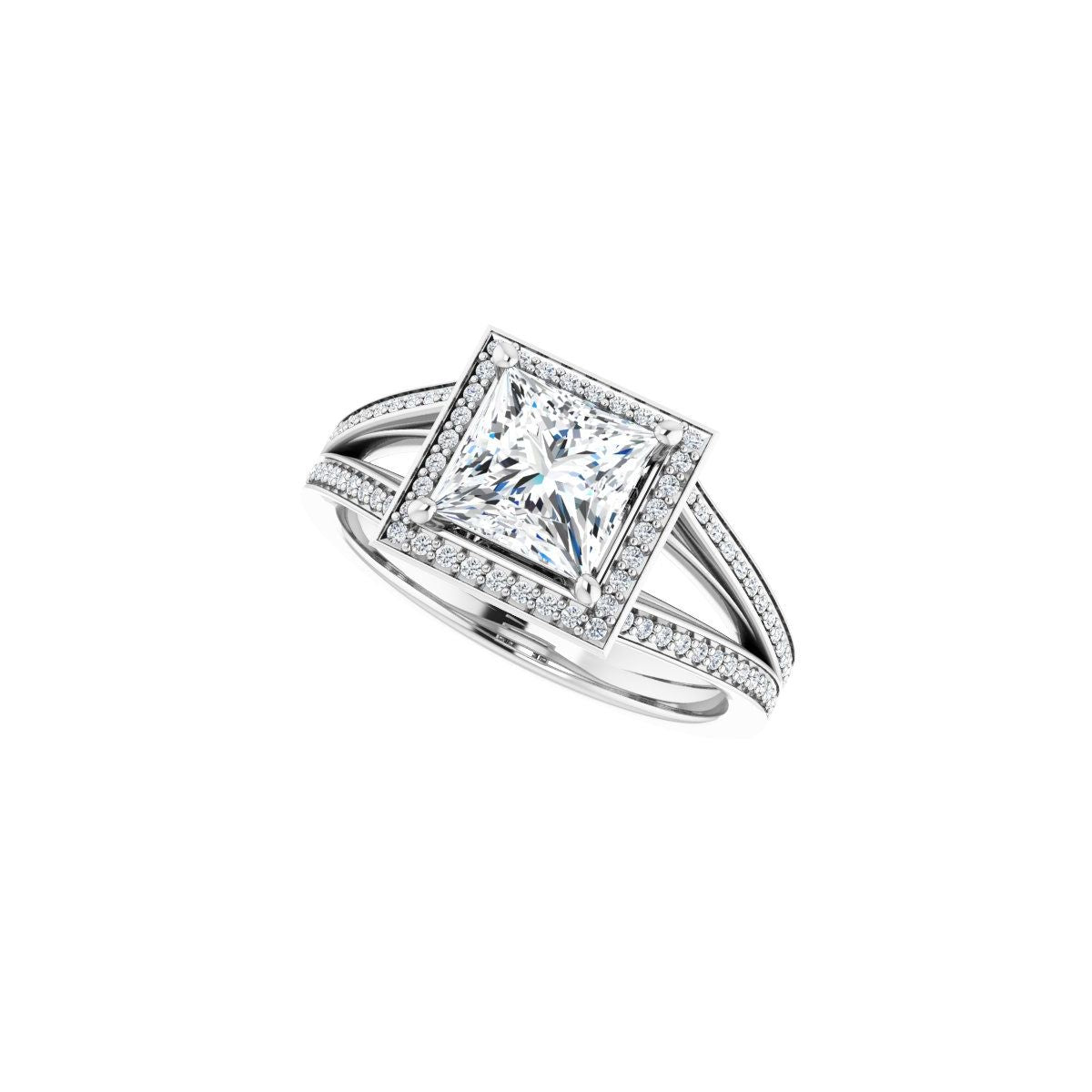 Square Halo-Style Engagement Ring Semi-Mount - gallery - Series 122181