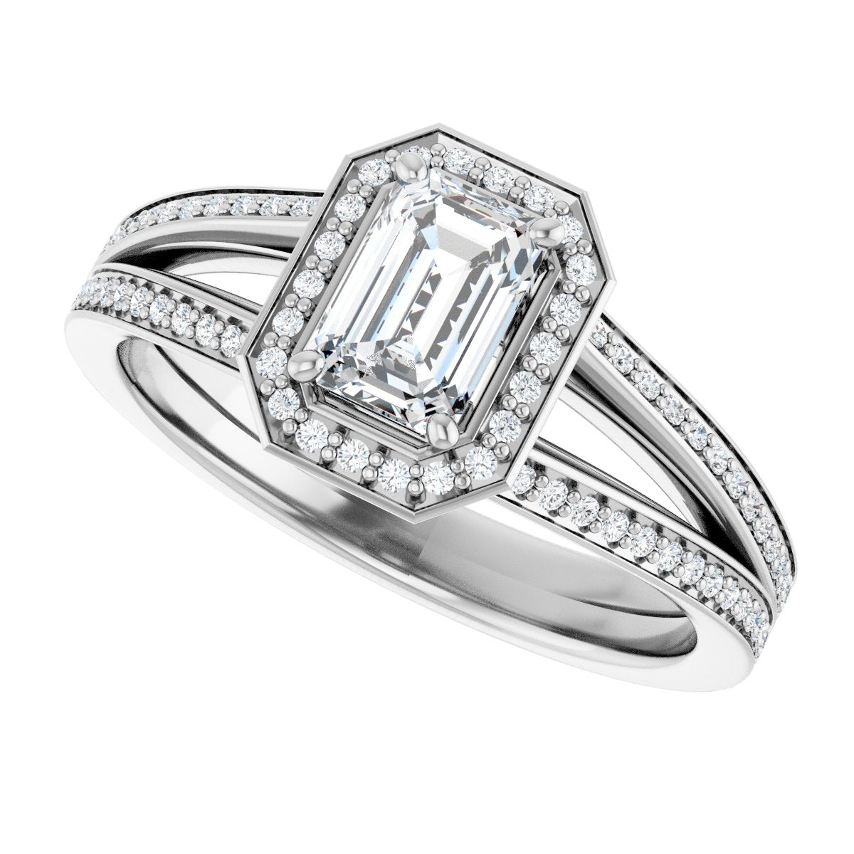 Emerald Halo-Style Engagement Ring Semi-Mount - gallery - Series 122181