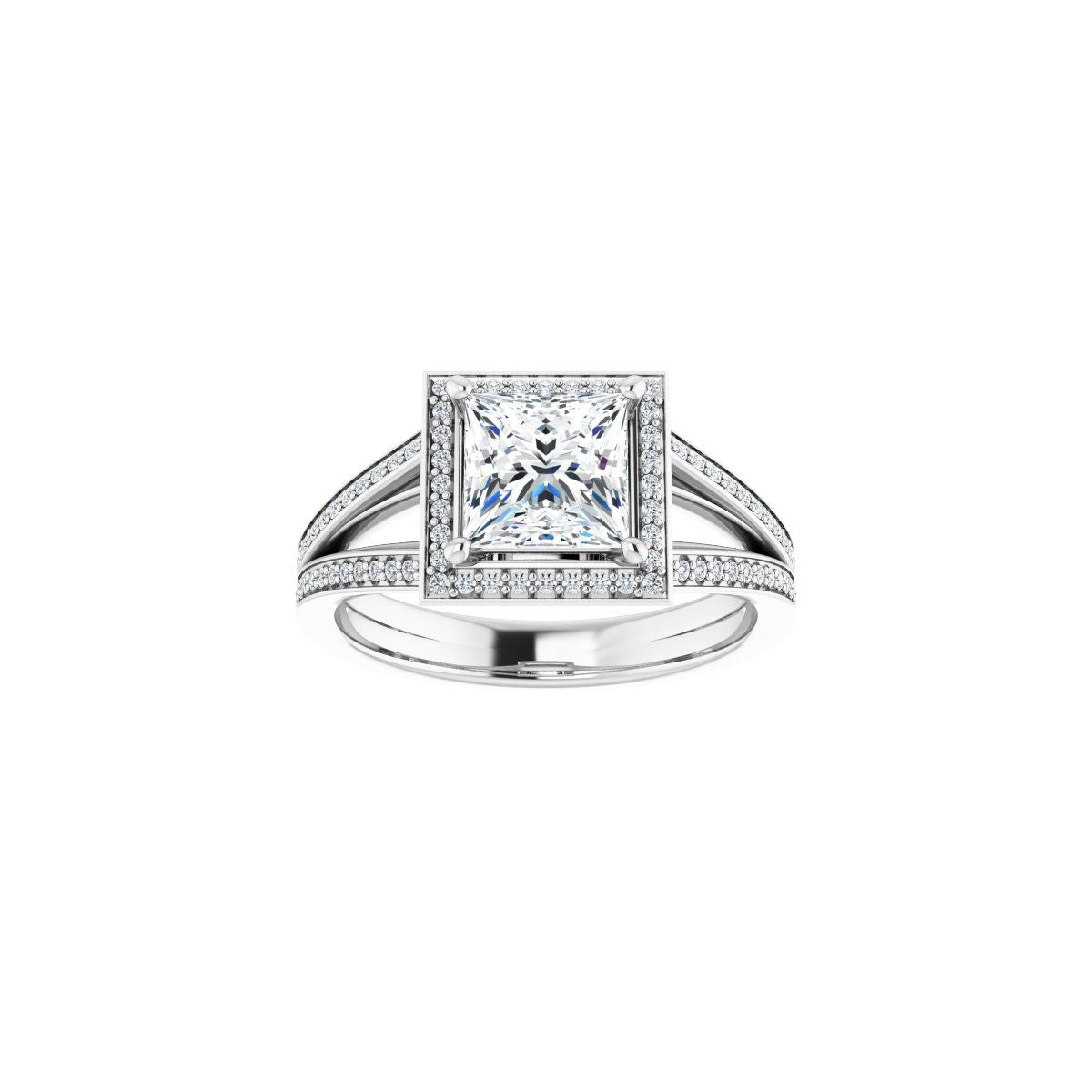 Square Halo-Style Engagement Ring Semi-Mount - gallery - Series 122181