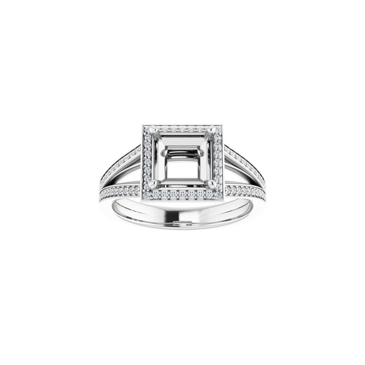 Square Halo-Style Engagement Ring Semi-Mount - gallery - Series 122181