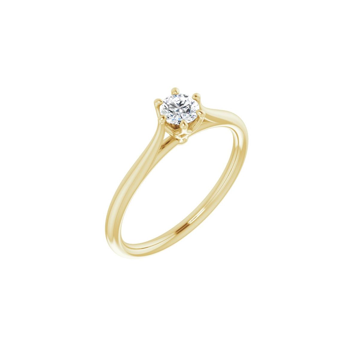 Natural Diamond Round Cathedral-Style Solitaire Engagement Ring Mounting - 14K Gold - Series 123054