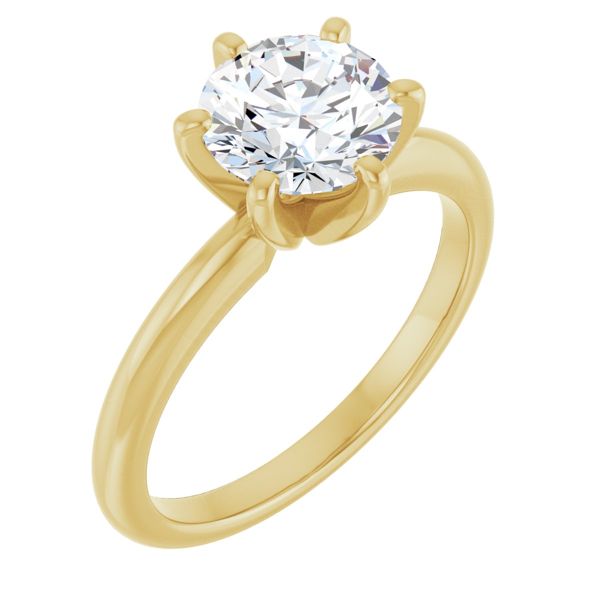 Natural Diamond Round Solitaire Engagement Ring (7.4 Mm) Mounting - 14K Gold - Series 123713