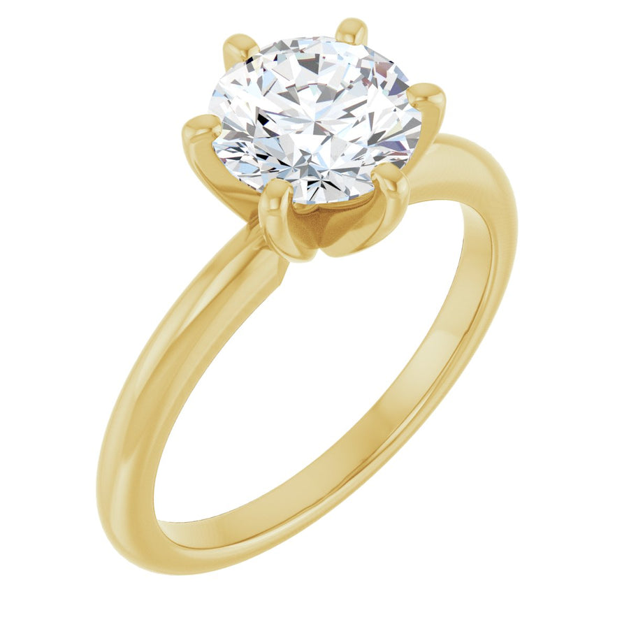 Natural Diamond Round Solitaire Engagement Ring (7.4 Mm) Mounting - 14K Gold - Series 123713