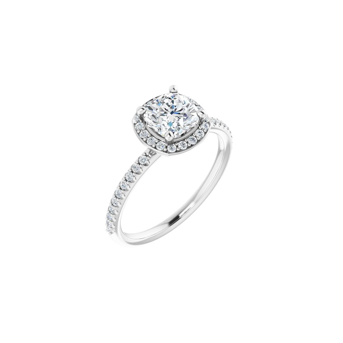 Natural Diamond Cushion Halo-Style Engagement Ring Semi-Mount - Platinum - Series 123314