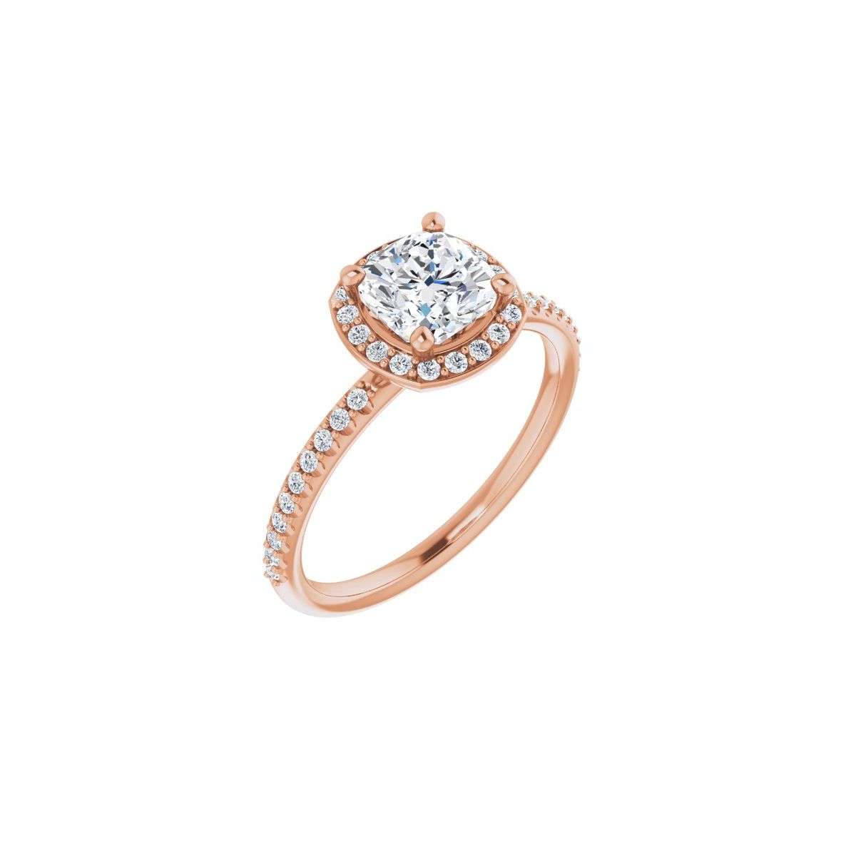 Natural Diamond Cushion Halo-Style Engagement Ring Semi-Mount - 14K Rose Gold - Series 123314