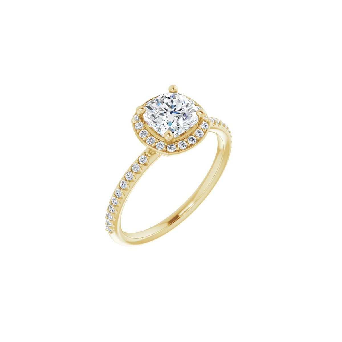 Natural Diamond Cushion Halo-Style Engagement Ring Semi-Mount - 14K Yellow Gold - Series 123314