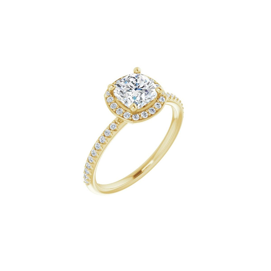 Natural Diamond Cushion Halo-Style Engagement Ring Semi-Mount - 14K Yellow Gold - Series 123314