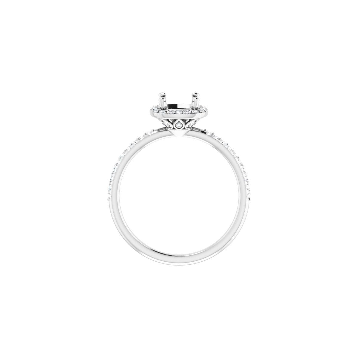 Cushion Halo-Style Engagement Ring Semi-Mount - gallery - Series 123314
