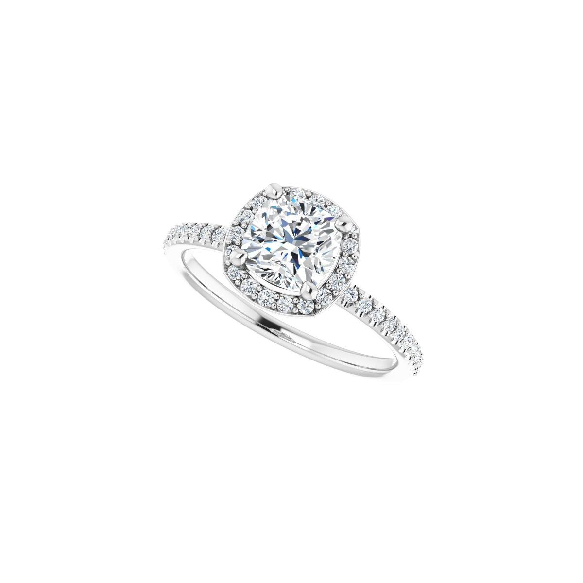 Cushion Halo-Style Engagement Ring Semi-Mount - gallery - Series 123314
