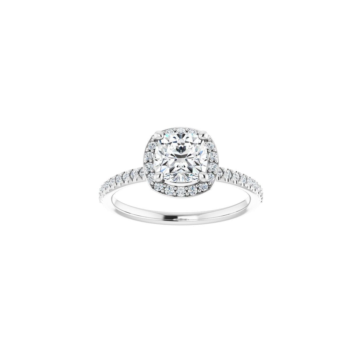 Cushion Halo-Style Engagement Ring Semi-Mount - gallery - Series 123314