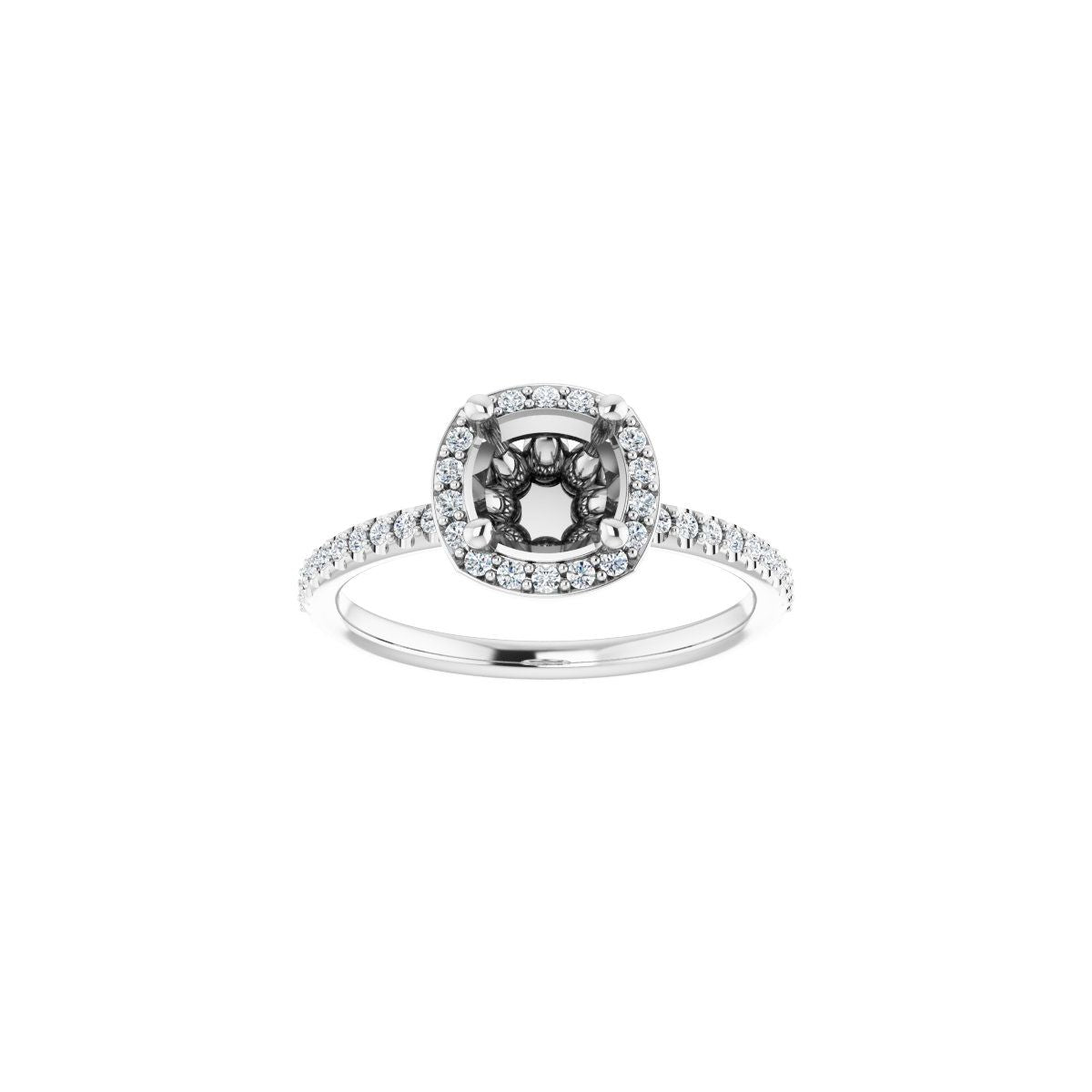 Cushion Halo-Style Engagement Ring Semi-Mount - gallery - Series 123314