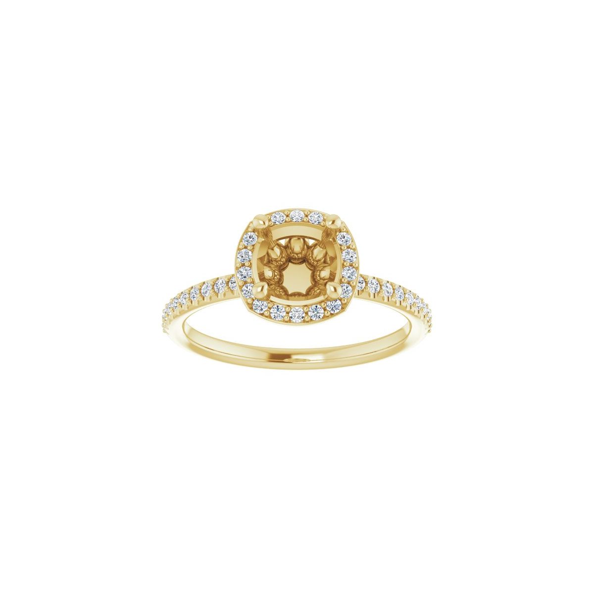 Cushion Halo-Style Engagement Ring Semi-Mount - gallery - Series 123314