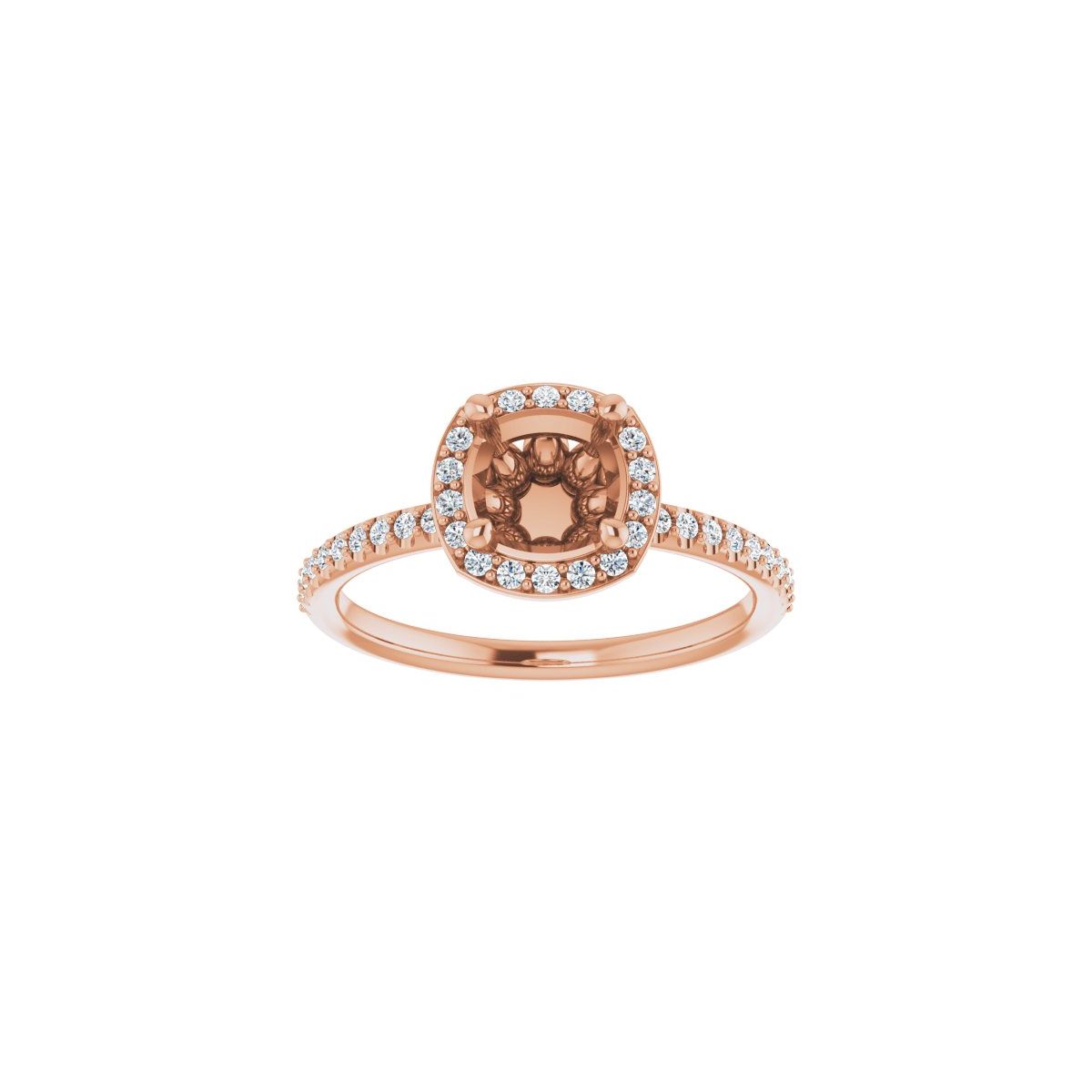 Cushion Halo-Style Engagement Ring Semi-Mount - gallery - Series 123314