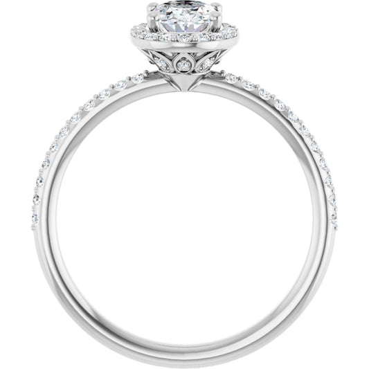 Oval Halo-Style Engagement Ring Semi-Mount - gallery - Series 123314