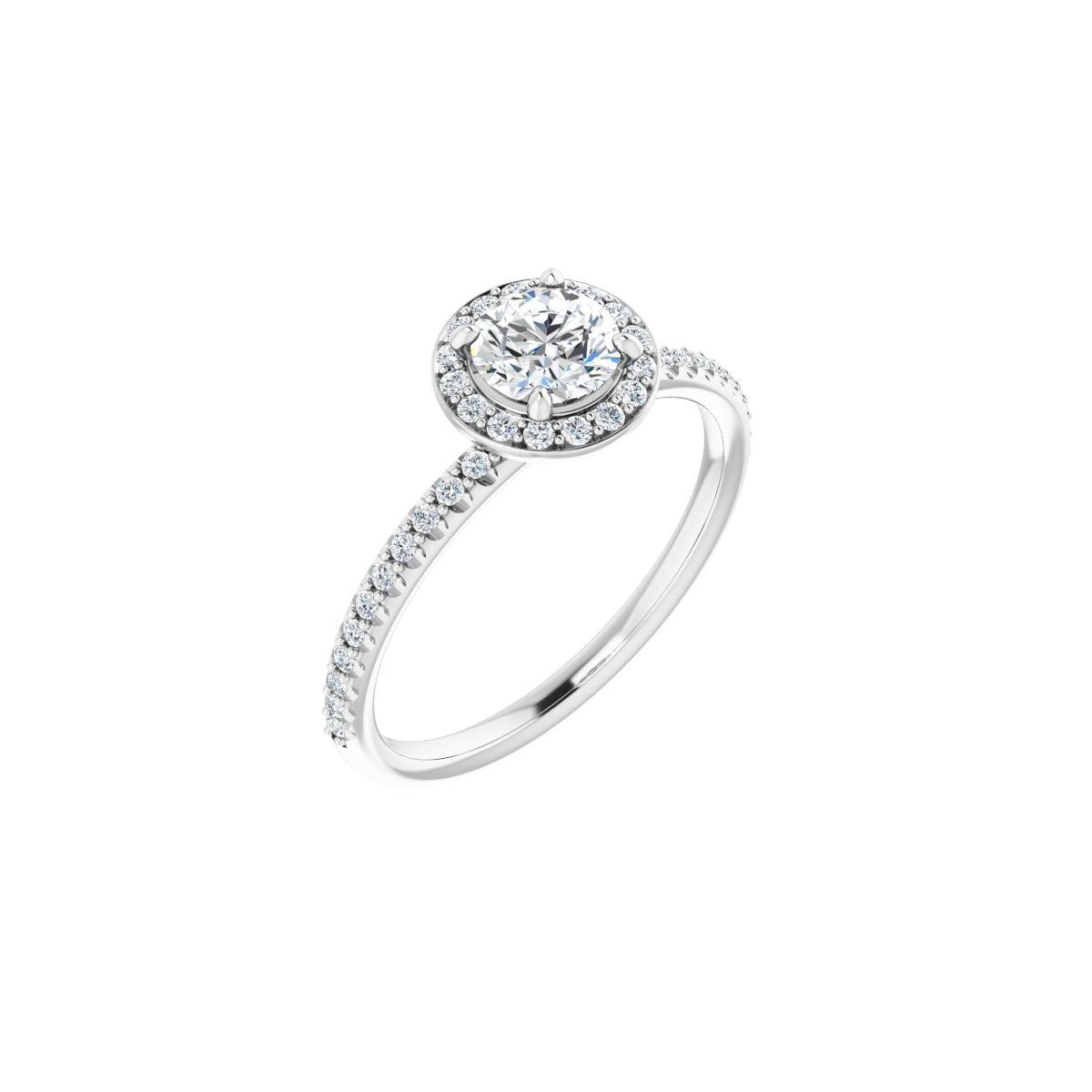 Natural Diamond Round Halo-Style Engagement Ring Semi-Mount - Platinum - Series 123314