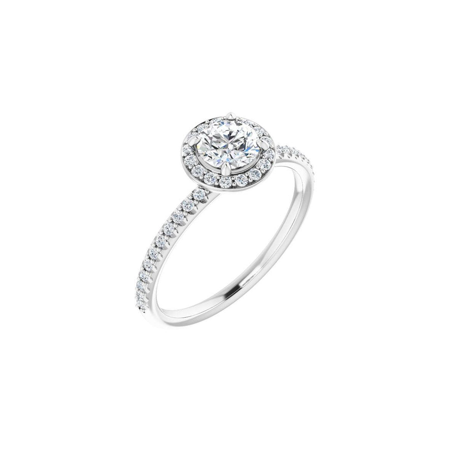 Natural Diamond Round Halo-Style Engagement Ring Semi-Mount - Platinum - Series 123314